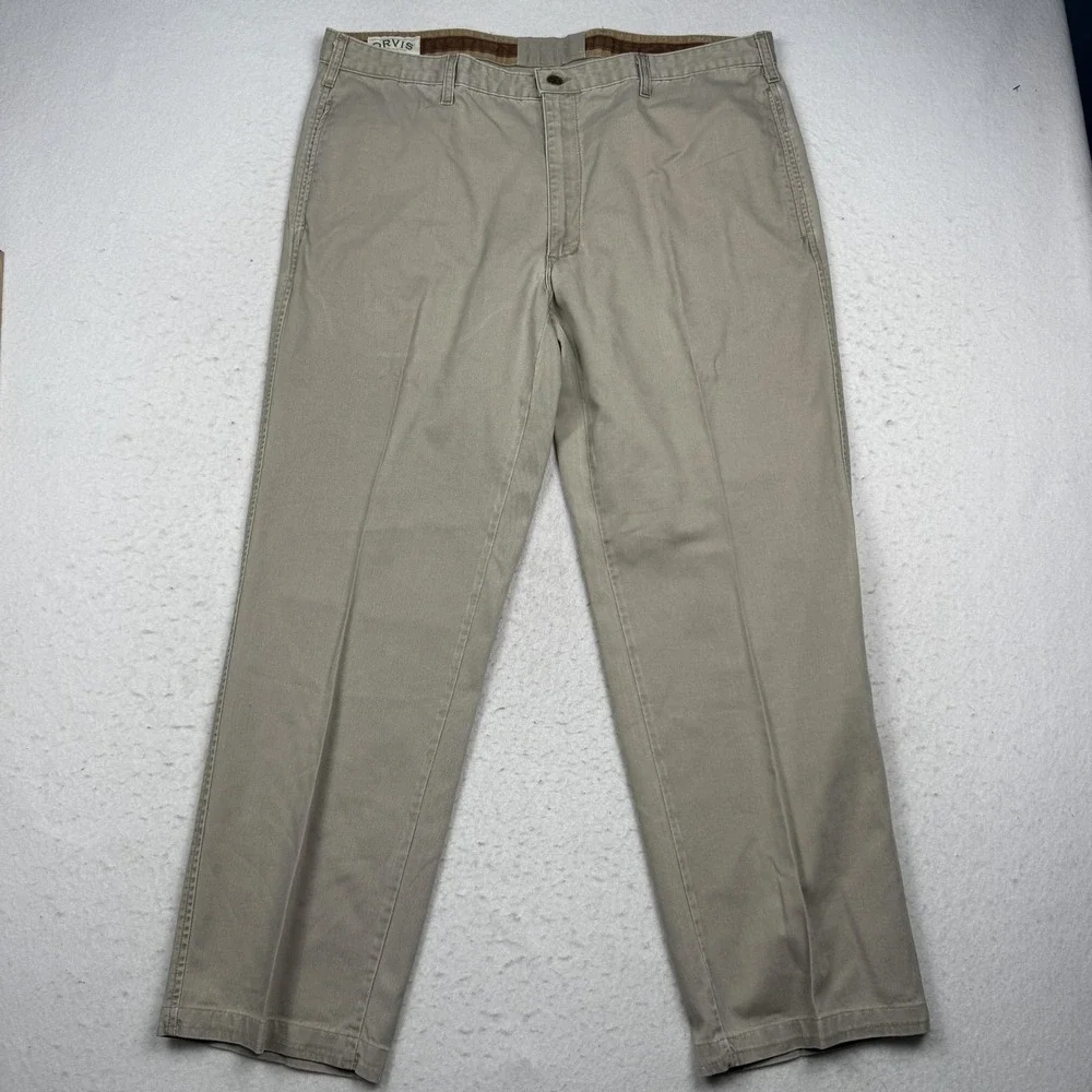Lot 2 Orvis Pants Mens 40x30 Beige Cotton Canvas Chino Classic Casual Outdoor